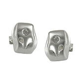 Stecker 9x8mm matt glänzend mit Zirkonia Silber 925