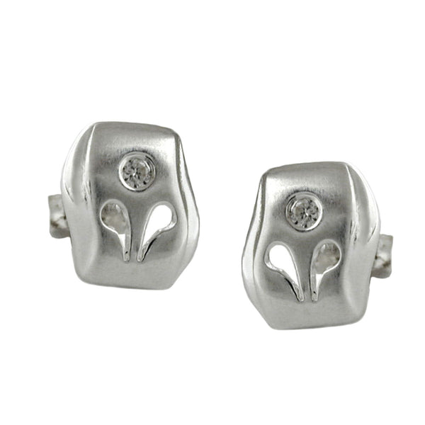 Stecker 9x8mm matt glänzend mit Zirkonia Silber 925