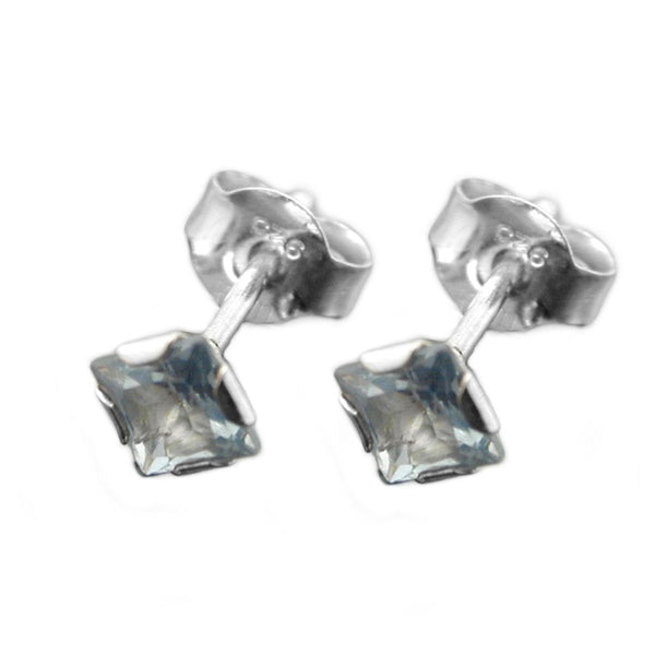 Stecker, 4 synth. Aqua, Viereck, 925