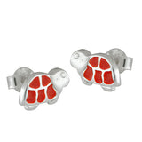Stecker, Schildkröte rot, Silber 925
