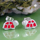 Stecker, Schildkröte rot, Silber 925