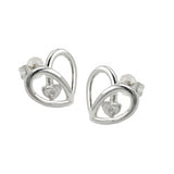 Stecker 14x13mm Herz mit Zirkonia glänzend Silber 925