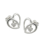 Stecker 14x13mm Herz mit Zirkonia glänzend Silber 925