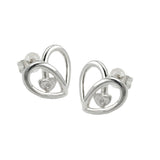 Stecker 14x13mm Herz mit Zirkonia glänzend Silber 925