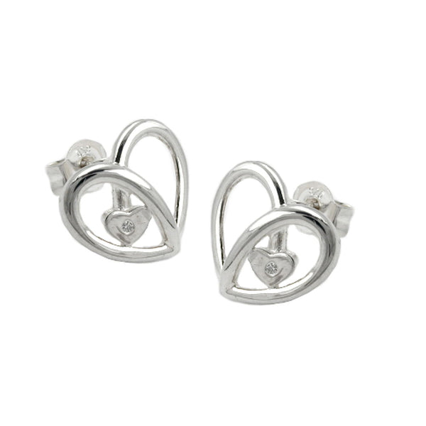 Stecker 14x13mm Herz mit Zirkonia glänzend Silber 925