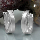 Creole 11x3mm Klappscharnier gekreuzt matt-glänzend Silber 925