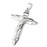 Anhänger 49x35mm Kreuz mit Jesus glänzend matt Silber 925