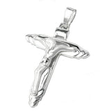 Anhänger 49x35mm Kreuz mit Jesus glänzend matt Silber 925