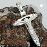 Anhänger 49x35mm Kreuz mit Jesus glänzend matt Silber 925