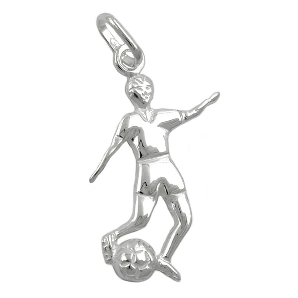 Anhänger 26x15mm Fußballer mit Ball Silber 925