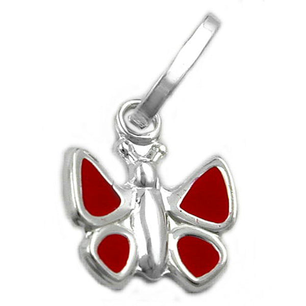 Anhänger, Schmetterling-rot, Silber 925