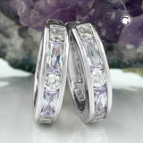 Creole 19x5mm Klappscharnier Zirkonia lila weiß rhodiniert Silber 925