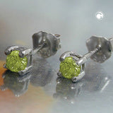 Stecker 3mm Glasstein oliv Silber 925