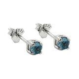 Stecker 3x3mm Glasstein hellblau aqua rhodiniert Silber 925