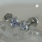 Stecker, 3mm hell-amethyst Glas 925