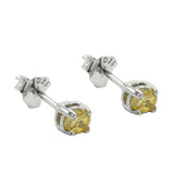 Stecker, 3mm gelb-citrin Glas 925