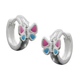 Creole 12x7mm Klappscharnier Schmetterling pinkblau Silber 925