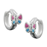 Creole 12x7mm Klappscharnier Schmetterling pinkblau Silber 925