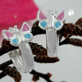 Creole 12x7mm Klappscharnier Schmetterling pinkblau Silber 925