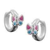 Creole 12x7mm Klappscharnier Schmetterling pinkblau Silber 925