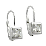 Ohrbrisur Ohrhänger Ohrringe 15x6mm Zirkonia Viereck Silber 925