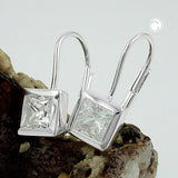 Ohrbrisur Ohrhänger Ohrringe 15x6mm Zirkonia Viereck Silber 925