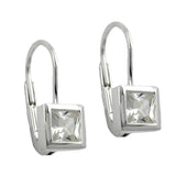 Ohrbrisur Ohrhänger Ohrringe 15x6mm Zirkonia Viereck Silber 925