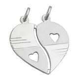 Anhänger Doppelanhänger Herz 23x22mm matt glänzend diamantiert Silber 925