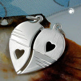 Anhänger Doppelanhänger Herz 23x22mm matt glänzend diamantiert Silber 925