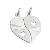 Anhänger Doppelanhänger Herz 23x22mm matt glänzend diamantiert Silber 925
