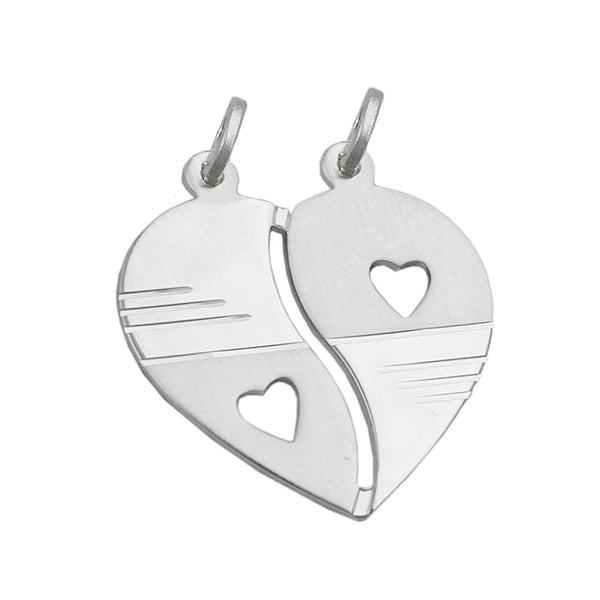 Anhänger Doppelanhänger Herz 23x22mm matt glänzend diamantiert Silber 925