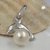 Anhänger, Delfin mit Perle, Silber 925