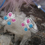 Creole 12x2mm Klappscharnier Schmetterling hellblau-pink Silber 925