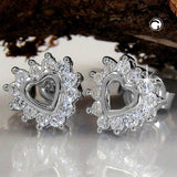 Stecker, Herz mit Zirkonias, Silber 925