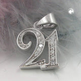 Anhänger, 21 mit Zirkonias, Silber 925