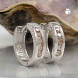 Creole 13x4mm Klappscharnier Zirkonias champagner rhodiniert Silber 925