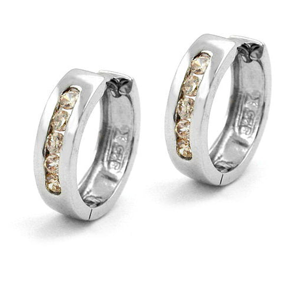 Creole 13x4mm Klappscharnier Zirkonias champagner rhodiniert Silber 925