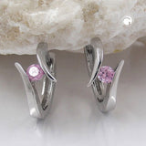 Creole, Zirkonia-pink rhod. Silber 925