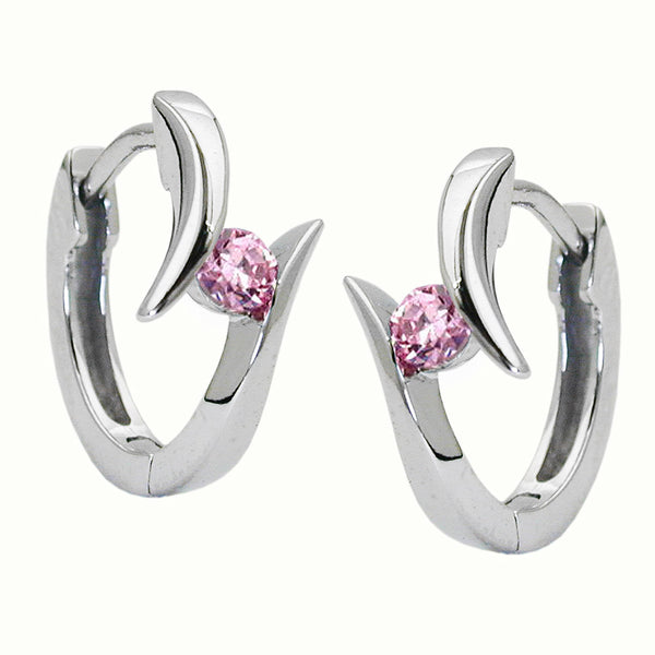 Creole, Zirkonia-pink rhod. Silber 925