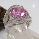 Ring, großer Zirkonia rosé, Silber 925