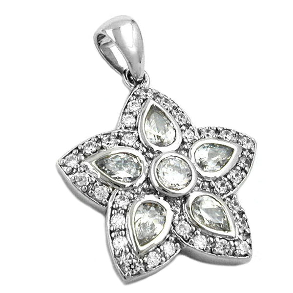 Anhänger, Blume mit Zirkonias Silber 925