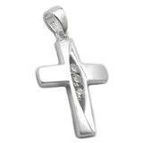 Anhänger, Kreuz, 3x Zirkonia, Silber 925