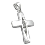 Anhänger, Kreuz, 3x Zirkonia, Silber 925