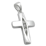 Anhänger, Kreuz, 3x Zirkonia, Silber 925