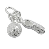 Anhänger, Fußball u. Schuh, Silber 925
