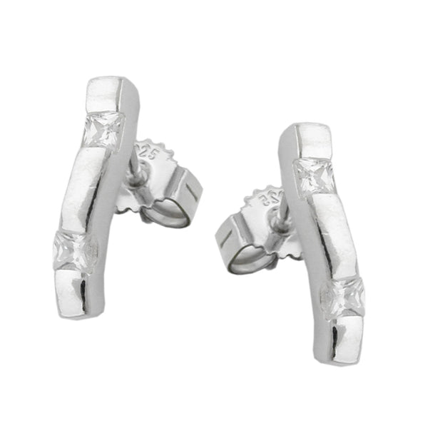 Stecker 12x3mm mit Zirkonias glänzend Silber 925