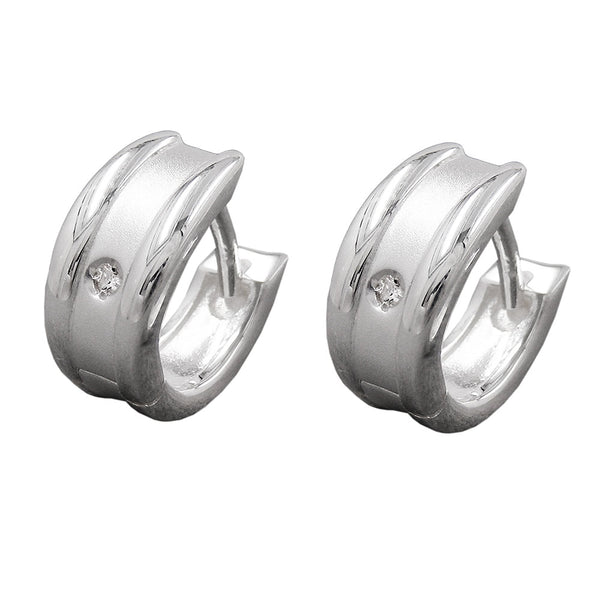 Creole 12x6mm Klappscharnier mit Zirkonia weiß Silber 925