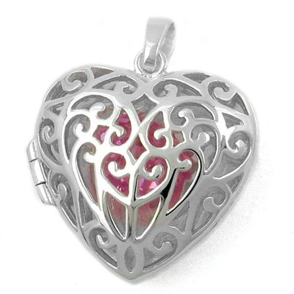 Anhänger, Herz Medaillon, Silber 925