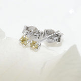 Stecker 2x2mm Mini-Viereck mit Glasstein gelb-oliv rhodiniert Silber 925