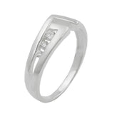Ring 7mm mit 3 Zirkonias matt-glänzend Silber 925 Ringgröße 58